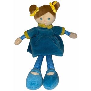 Ella Aqua French Doll Applesauce Plush Soft Rag brunette lovey 12”